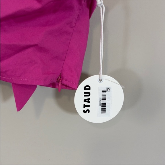 Staud Kai Top Peony Pink Crisscross Halter Shirt Cotton Sleeveless Sz 10 NEW - Picture 5 of 11